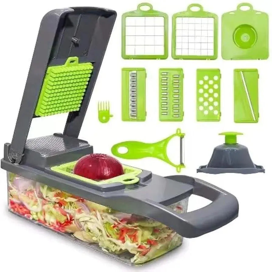 16-Blade Multifunctional Vegetable Chopper & Slicer with Container