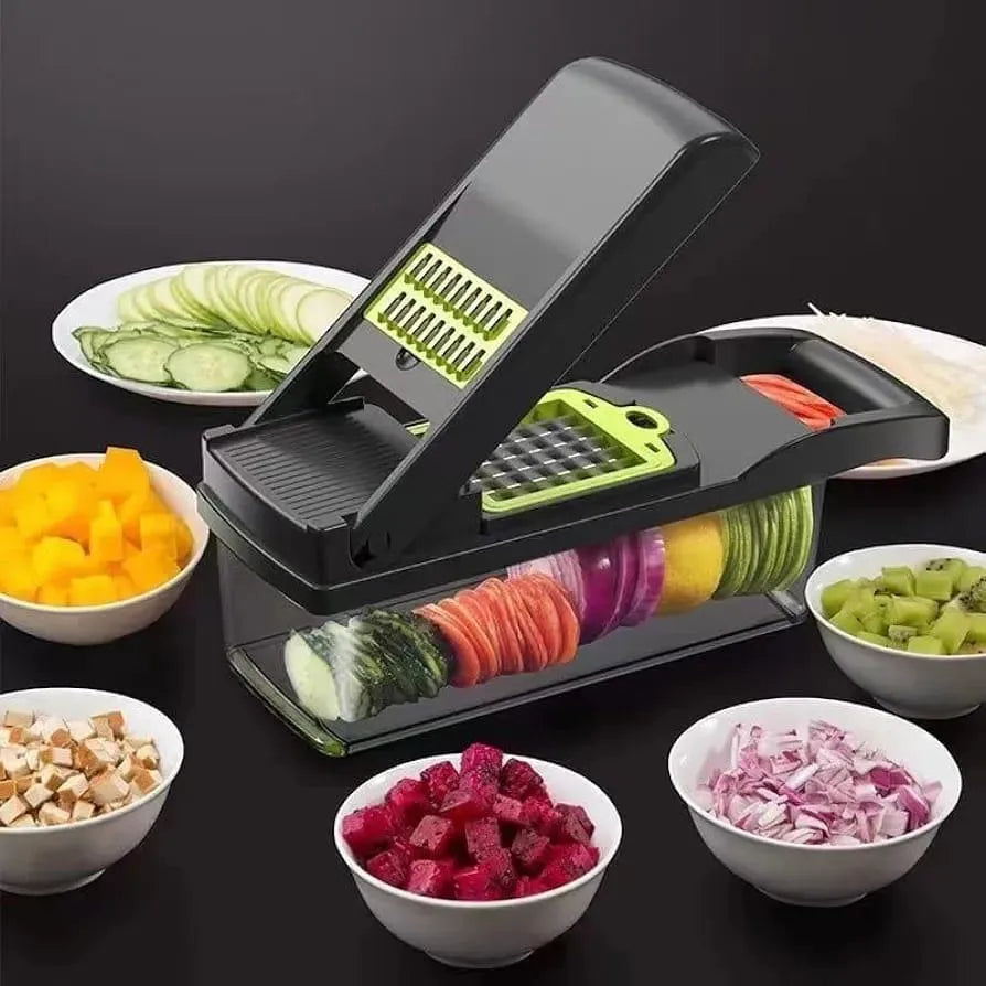 16-Blade Multifunctional Vegetable Chopper & Slicer with Container