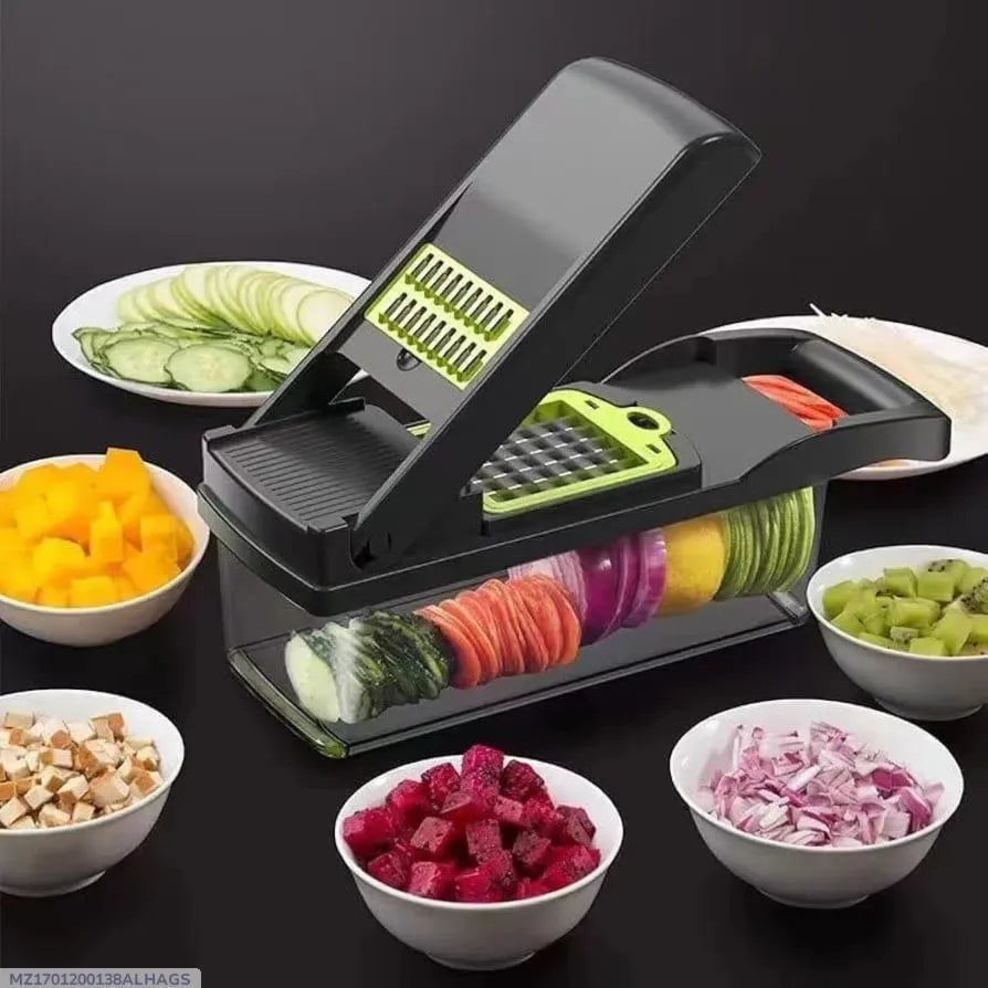 16-Blade Multifunctional Vegetable Chopper & Slicer with Container