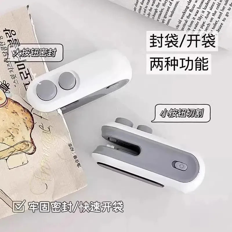 Rechargeable 2-in-1 Mini Bag Sealer & Cutter – Portable Food Sealing Machine