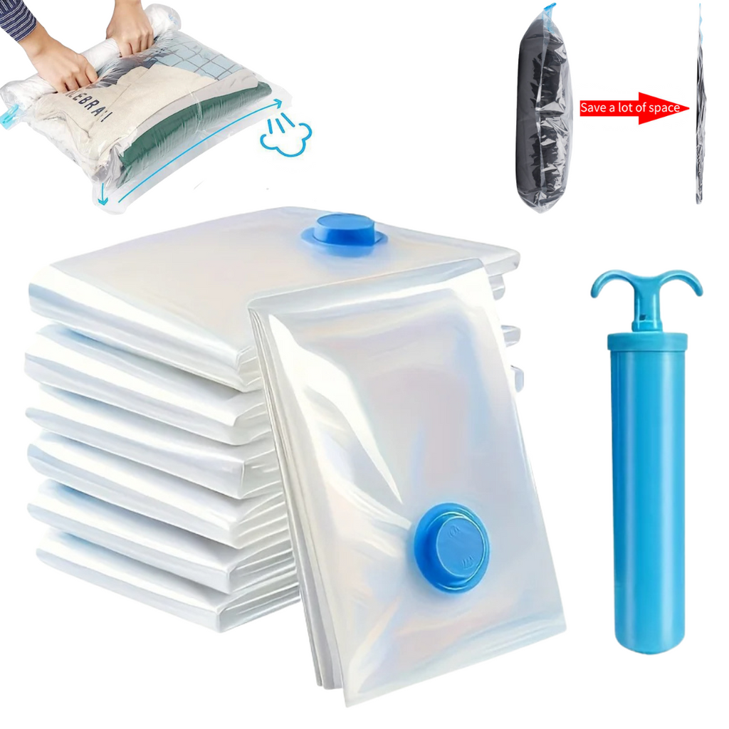 5Pcs Vacuum Storage Bags with Hand Pump – Space Saver