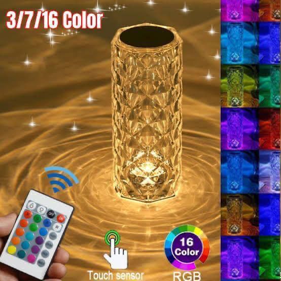 Rechargeable Rose Diamond Table Lamp with Remote – 16 RGB Colors