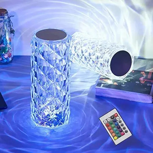Rechargeable Rose Diamond Table Lamp with Remote – 16 RGB Colors