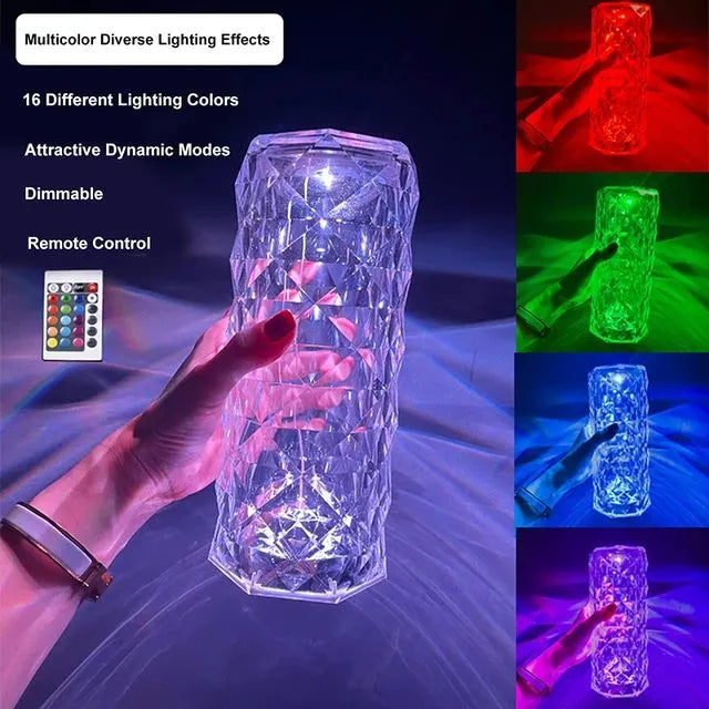 Rechargeable Rose Diamond Table Lamp with Remote – 16 RGB Colors