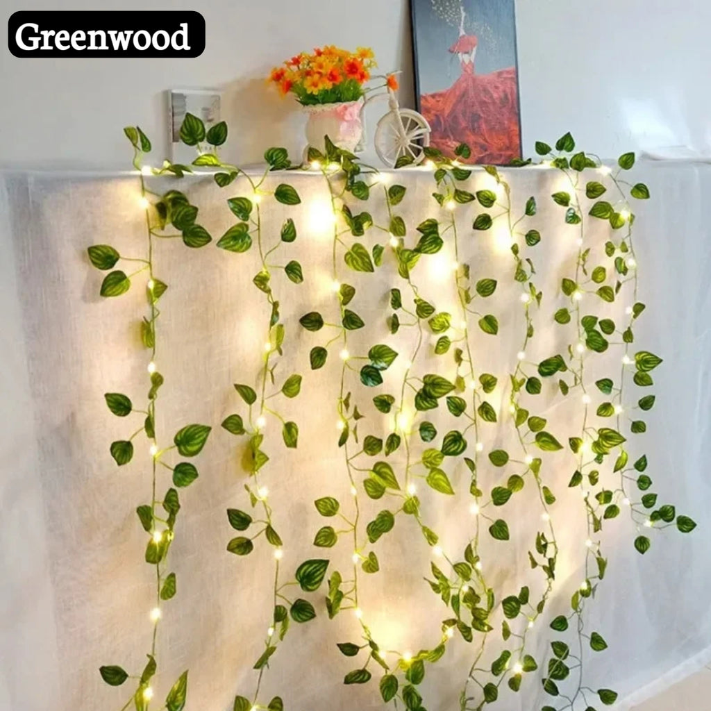 🌿 Artificial Leaf Vine with 7ft LED Fairy Lights – Beautiful Wall & Room Decor