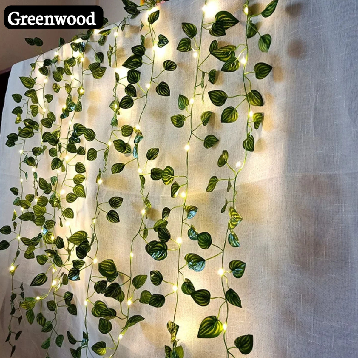 🌿 Artificial Leaf Vine with 7ft LED Fairy Lights – Beautiful Wall & Room Decor