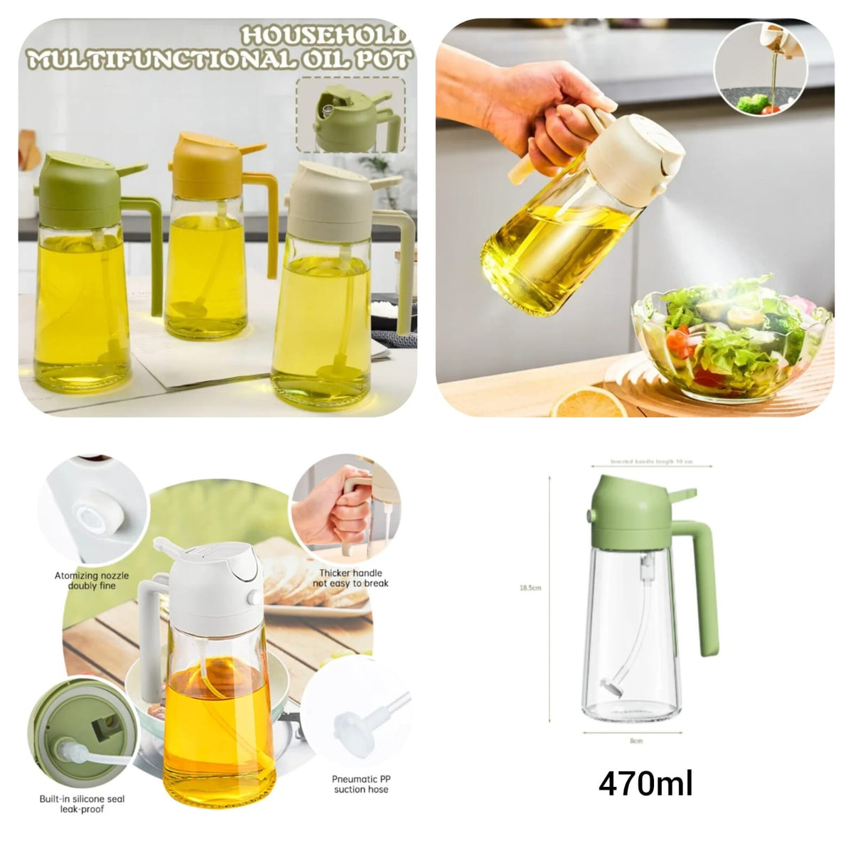 2-in-1 Oil Spray Bottle & Dispenser – 470ml