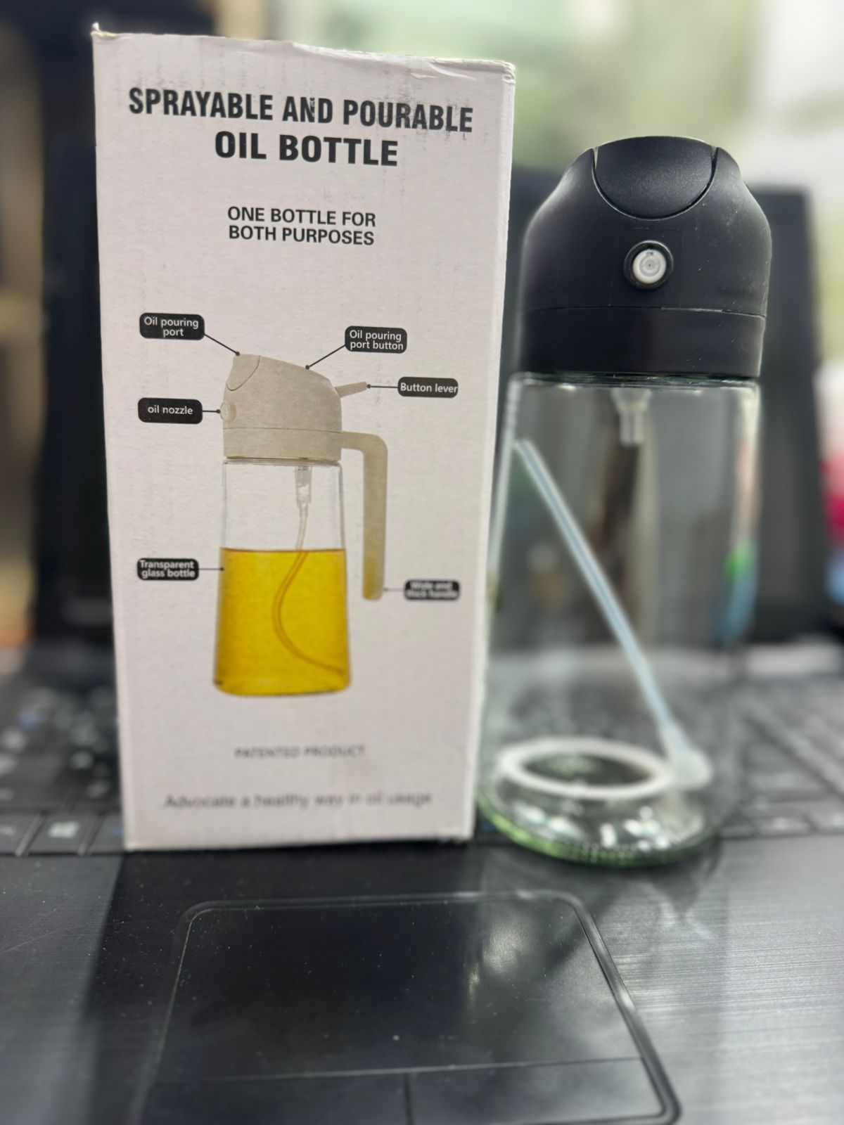 2-in-1 Oil Spray Bottle & Dispenser – 470ml