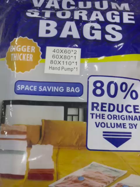 5Pcs Vacuum Storage Bags with Hand Pump – Space Saver